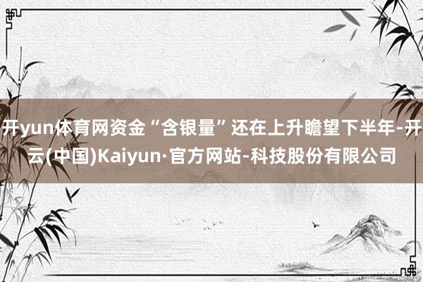开yun体育网资金“含银量”还在上升瞻望下半年-开云(中国)Kaiyun·官方网站-科技股份有限公司