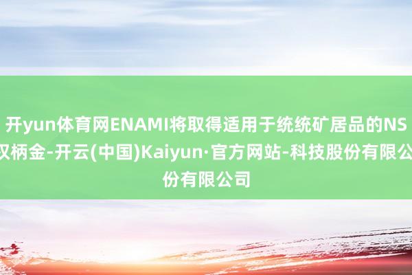 开yun体育网ENAMI将取得适用于统统矿居品的NSR权柄金-开云(中国)Kaiyun·官方网站-科技股份有限公司