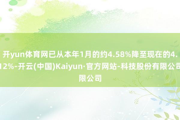 开yun体育网已从本年1月的约4.58%降至现在的4.12%-开云(中国)Kaiyun·官方网站-科技股份有限公司